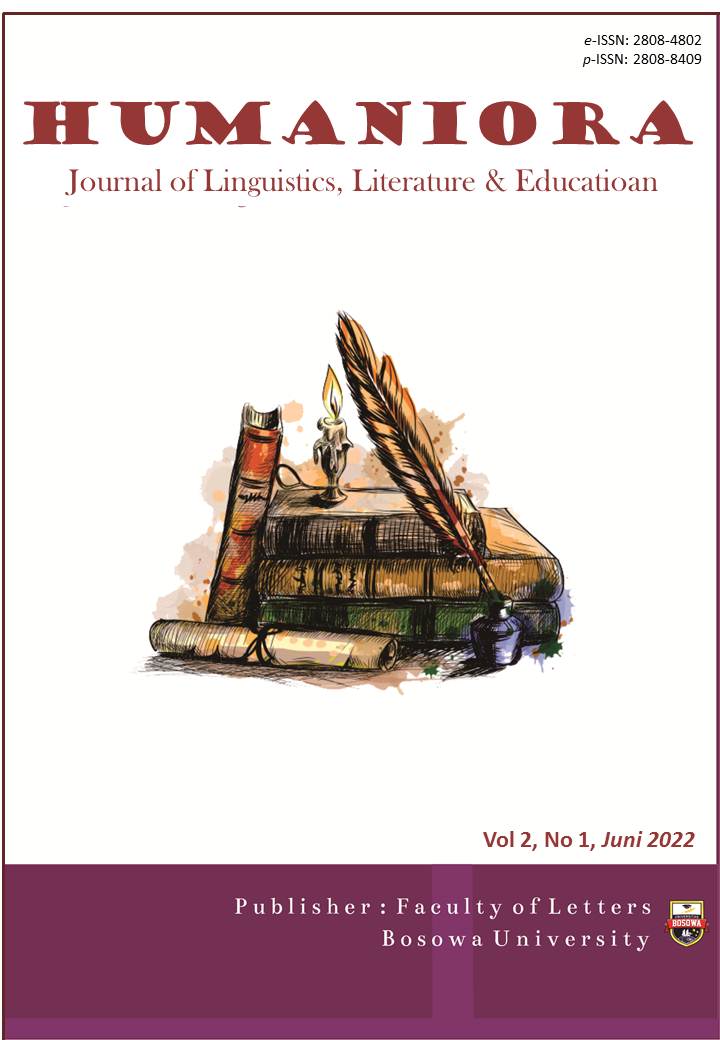 					View Vol. 2 No. 1 (2022): HUMANIORA: Journal of Linguistics,  Literature and Education, Juni 2022
				
