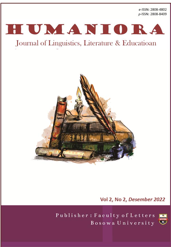 					View Vol. 2 No. 2 (2022): HUMANIORA: Journal of Linguistics, Literature and Education, Desember 2022
				