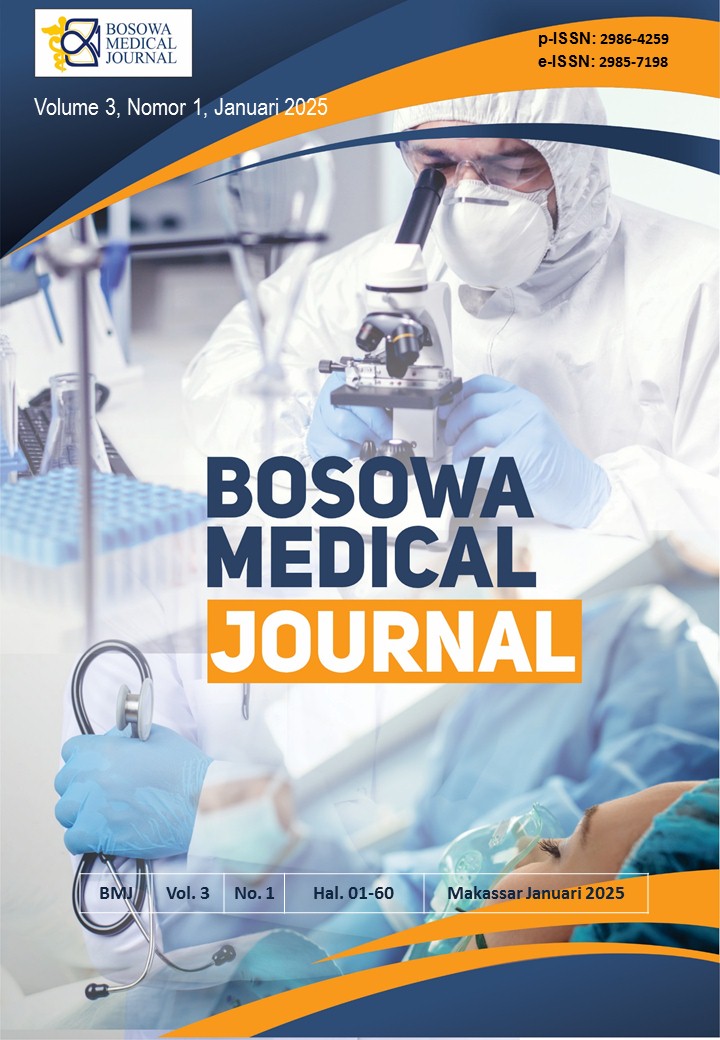 					View Vol. 3 No. 1 (2025): Bosowa Medical Journal Januari 2025
				