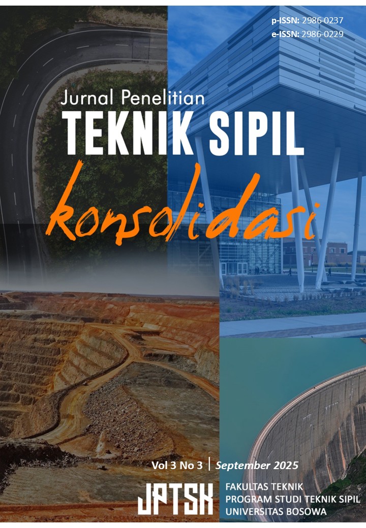 					View Vol. 3 No. 3 (2025): Jurnal Penelitian Teknik Sipil Konsolidasi, September 2025
				