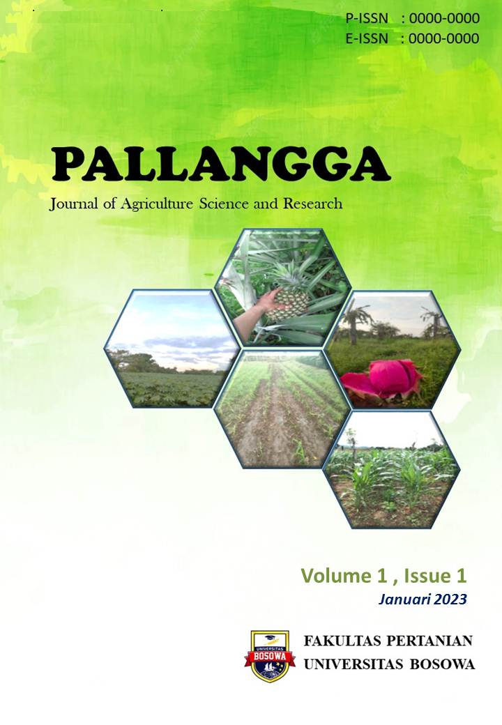 					View Vol. 1 No. 1 (2023): PALLANGGA: Journal of Agriculture Science and Research, Januari 2023
				