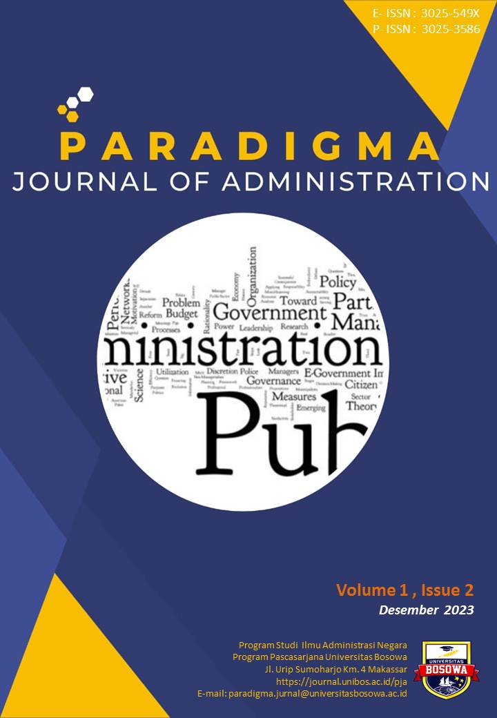 					View Vol. 1 No. 2 (2023): Paradigma  Journal  of Administration, Desember 2023
				