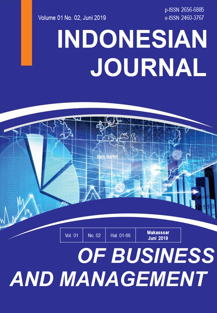 					View Vol. 1 No. 2 (2019): Indonesian Journal of Business and Management, Juni 2019
				