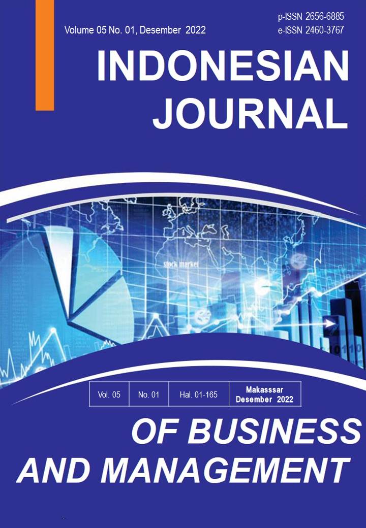 					View Vol. 5 No. 1 (2022): Indonesian Journal of Business and Management, Desember 2022
				