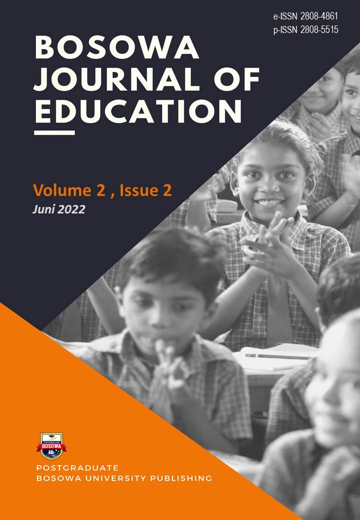 					View Vol. 2 No. 2 (2022): Bosowa Journal of Education, Juni 2022
				